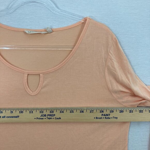 Soft Surroundings Orange Key Hole Stretch Knit 3/4 Sleeve Comfy Top Large - Picture 6 of 10